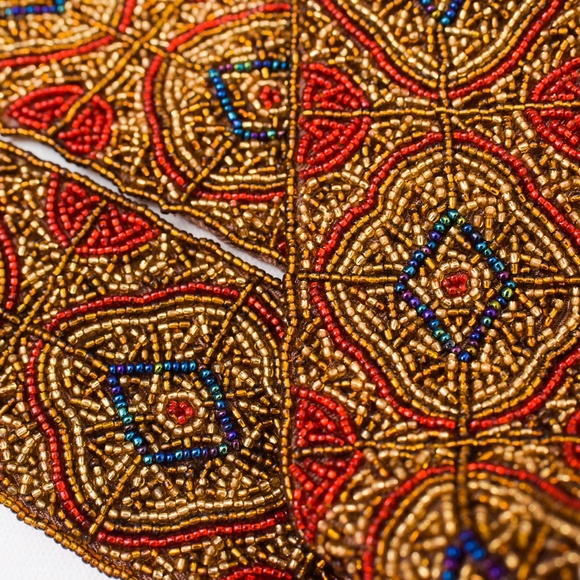 Vintage Beaded Belt by Mary McFadden Cowgirl Large - Picture 5 of 11